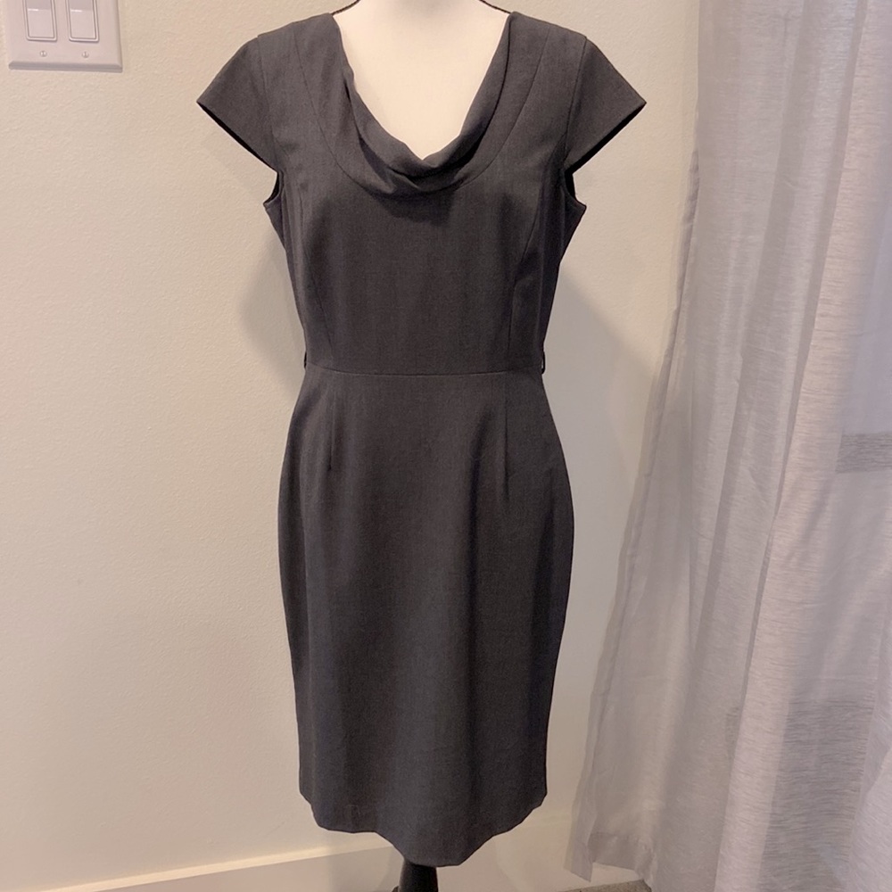 Calvin Klein charcoal gray draped neck dress